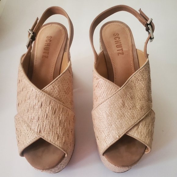 SCHUTZ Tan Platform Espadrille Sandals - Picture 2 of 6